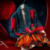A thin, fashionable and versatile silk scarf with a blue background and red flowers for women in spring and summer Specification image
